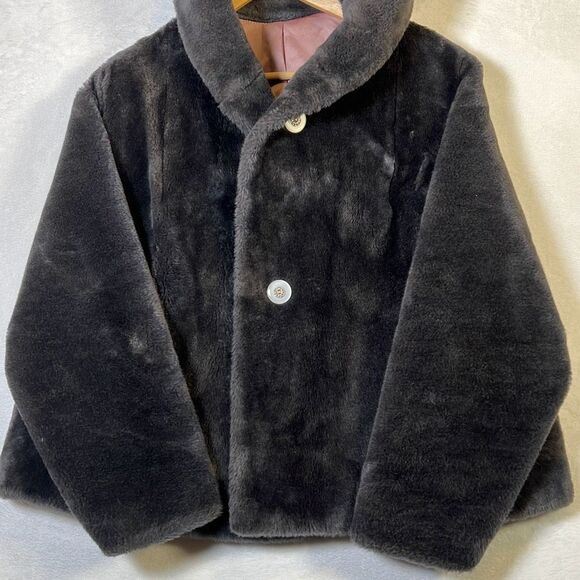 Kerrybrooke Odyna vintage retro faux fur 2 button jacket with hood - Picture 2 of 9